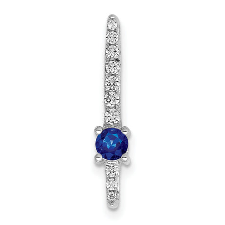 14k White Gold Cross Pendant with Blue Sapphire and Diamond Accents, Christian Jewelry