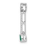 Diamond and Teardrop Emerald Fancy Charm Pendant in Real 14k White Gold