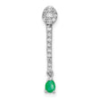 Diamond and Teardrop Emerald Fancy Charm Pendant in Real 14k White Gold
