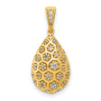 1/5ct Diamond Teardrop Honeycomb Chain Slide Charm Pendant in Real 14k Yellow Gold