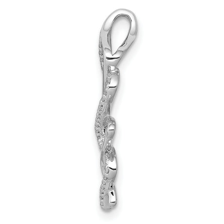 1/6ct Diamond Polished Fancy Twisted Chain Slide Charm Pendant in Real 14k White Gold