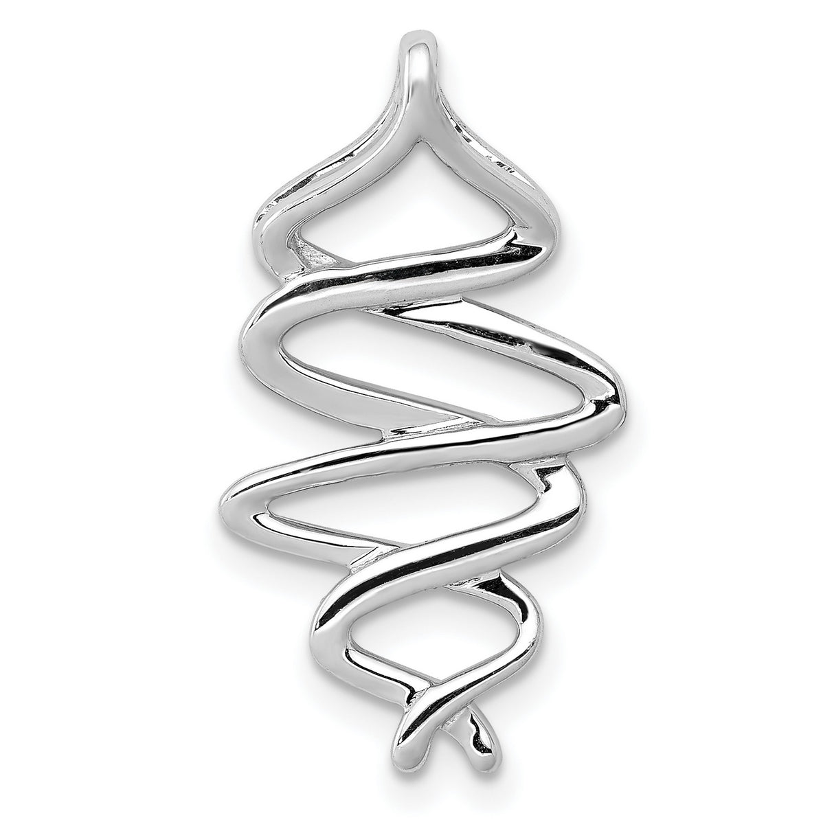 1/6ct Diamond Polished Fancy Twisted Chain Slide Charm Pendant in Real 14k White Gold