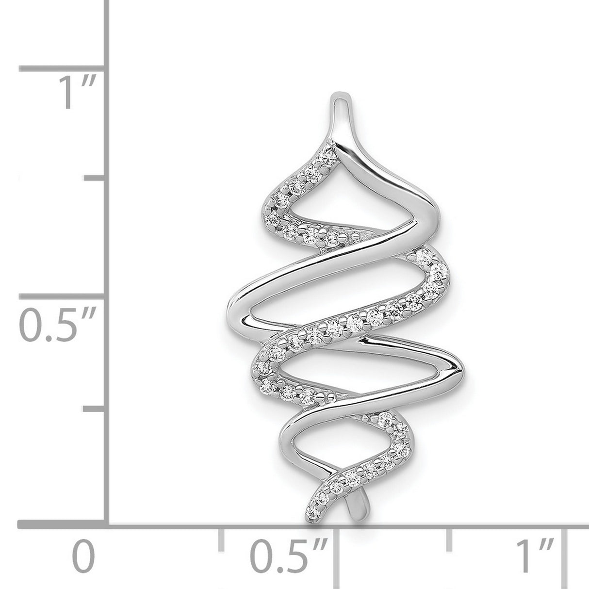 1/6ct Diamond Polished Fancy Twisted Chain Slide Charm Pendant in Real 14k White Gold