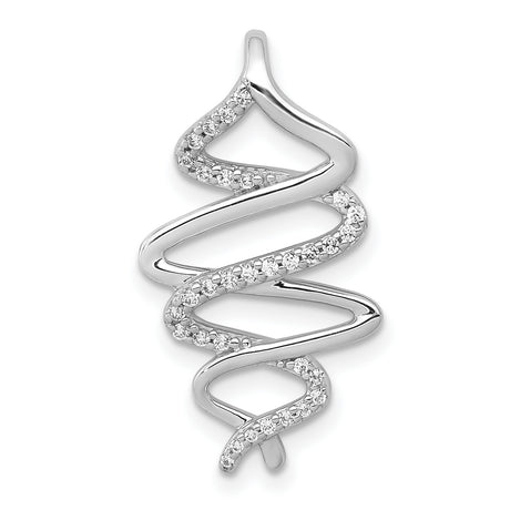 1/6ct Diamond Polished Fancy Twisted Chain Slide Charm Pendant in Real 14k White Gold
