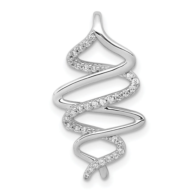 1/6ct Diamond Polished Fancy Twisted Chain Slide Charm Pendant in Real 14k White Gold
