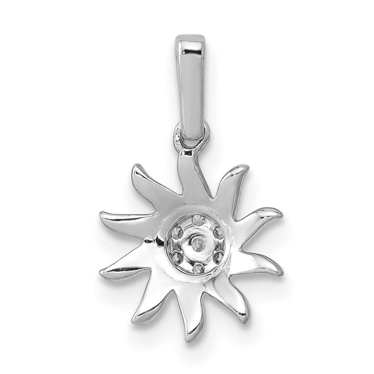 14k White Gold Sunburst Pendant with Diamond Accents, Spiritual Vitality Design for Women