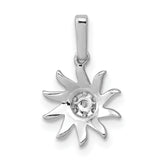 14k White Gold Sunburst Pendant with Diamond Accents, Spiritual Vitality Design for Women