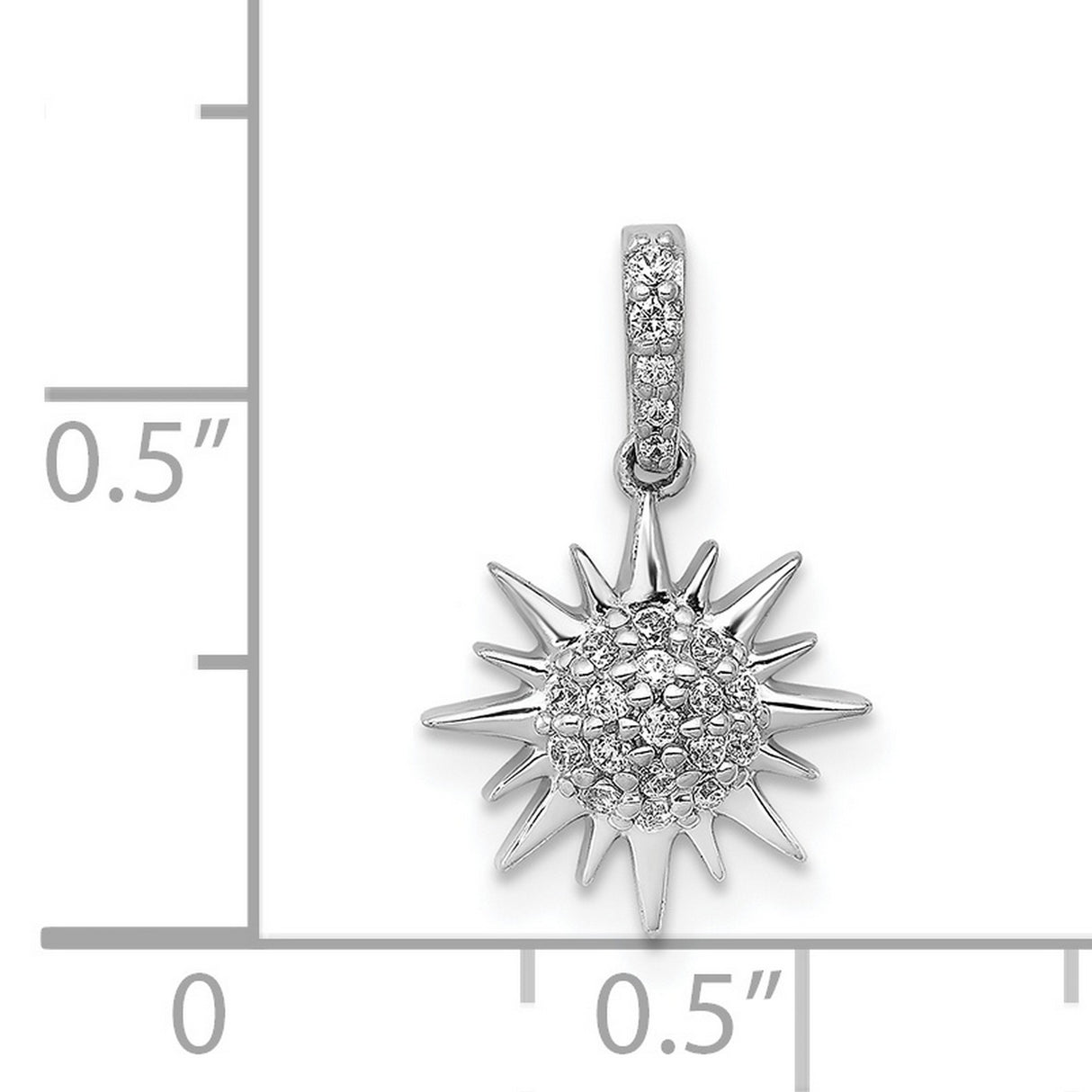 14k White Gold Sunburst Pendant with Diamond Star Design, Celestial Jewelry for Women