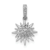 14k White Gold Sunburst Pendant with Diamond Star Design, Celestial Jewelry for Women