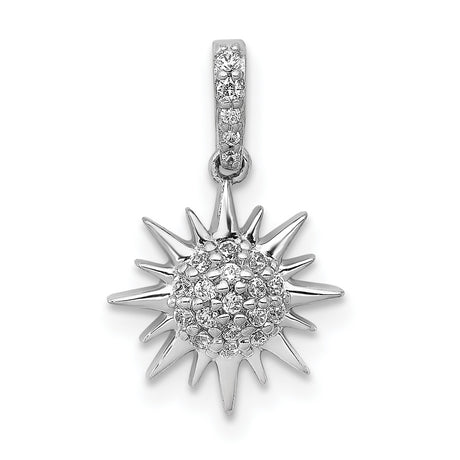 0.10 Ct Diamond Sun Shaped Charm Pendant in Real 14k White Gold