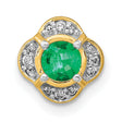 Diamond and .25 Emerald Fancy Chain Slide Charm Pendant in Real 14k Yellow Gold