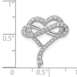 1/2ct Diamond Infinity and Heart Chain Slide Charm Pendant in Real 14k White Gold