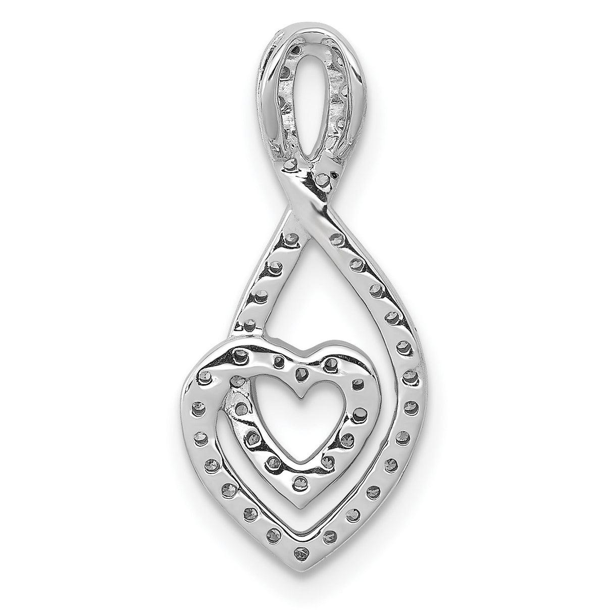 1/4ct Diamond Fancy Heart Infinity Chain Slide Charm Pendant in Real 14k White Gold