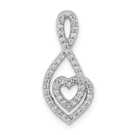 1/4ct Diamond Fancy Heart Infinity Chain Slide Charm Pendant in Real 14k White Gold