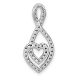 1/2ct Diamond Fancy Heart Infinity Chain Slide Charm Pendant in Real 14k White Gold