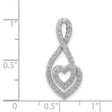 1/2ct Diamond Fancy Heart Infinity Chain Slide Charm Pendant in Real 14k White Gold