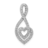 1/2ct Diamond Fancy Heart Infinity Chain Slide Charm Pendant in Real 14k White Gold