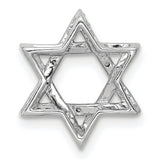 1/10ct Diamond Star of David Chain Slide Charm Pendant in Real 14k White Gold