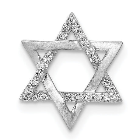 1/10ct Diamond Star of David Chain Slide Charm Pendant in Real 14k White Gold