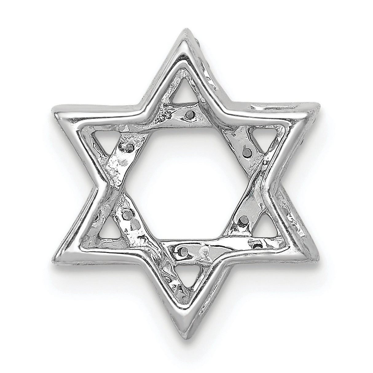 1/5ct Diamond Star of David Chain Slide Charm Pendant in Real 14k White Gold