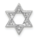 1/5ct Diamond Star of David Chain Slide Charm Pendant in Real 14k White Gold