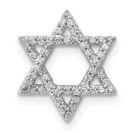 1/5ct Diamond Star of David Chain Slide Charm Pendant in Real 14k White Gold