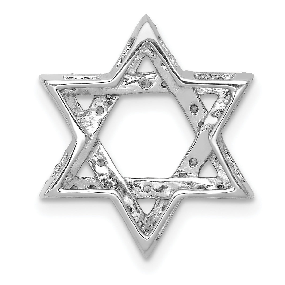 1/2ct Diamond Star of David Chain Slide Charm Pendant in Real 14k White Gold