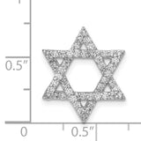 1/2ct Diamond Star of David Chain Slide Charm Pendant in Real 14k White Gold