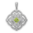 Diamond and .40 Peridot Fancy Filigree Charm Pendant in Real 14k White Gold