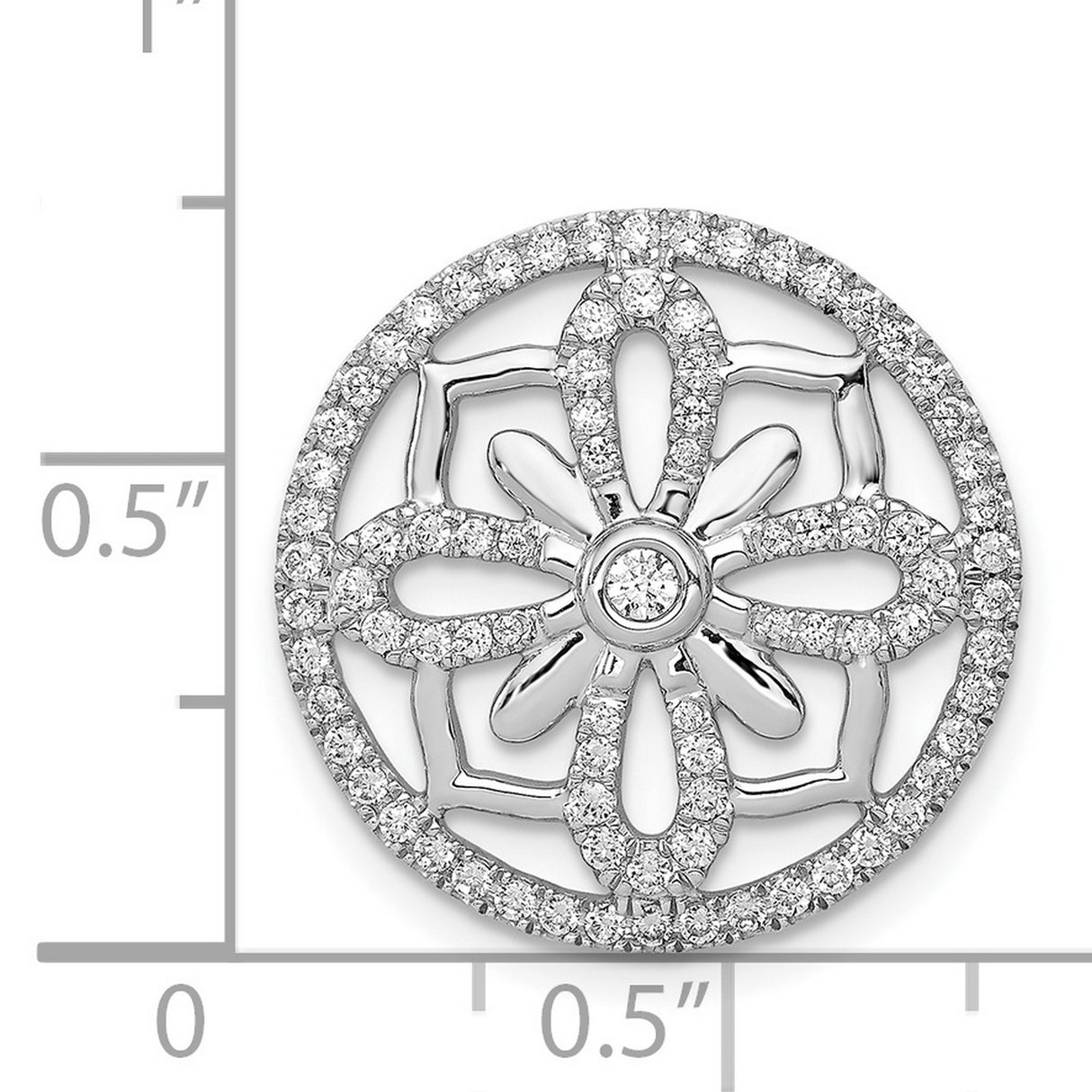 1/2ct Diamond Fancy Chain Slide Charm Pendant in Real 14k White Gold