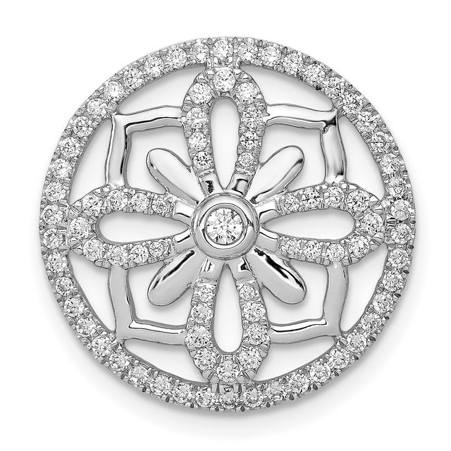 1/2ct Diamond Fancy Chain Slide Charm Pendant in Real 14k White Gold