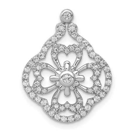 1/2ct Diamond Fancy Chain Slide Charm Pendant in Real 14k White Gold