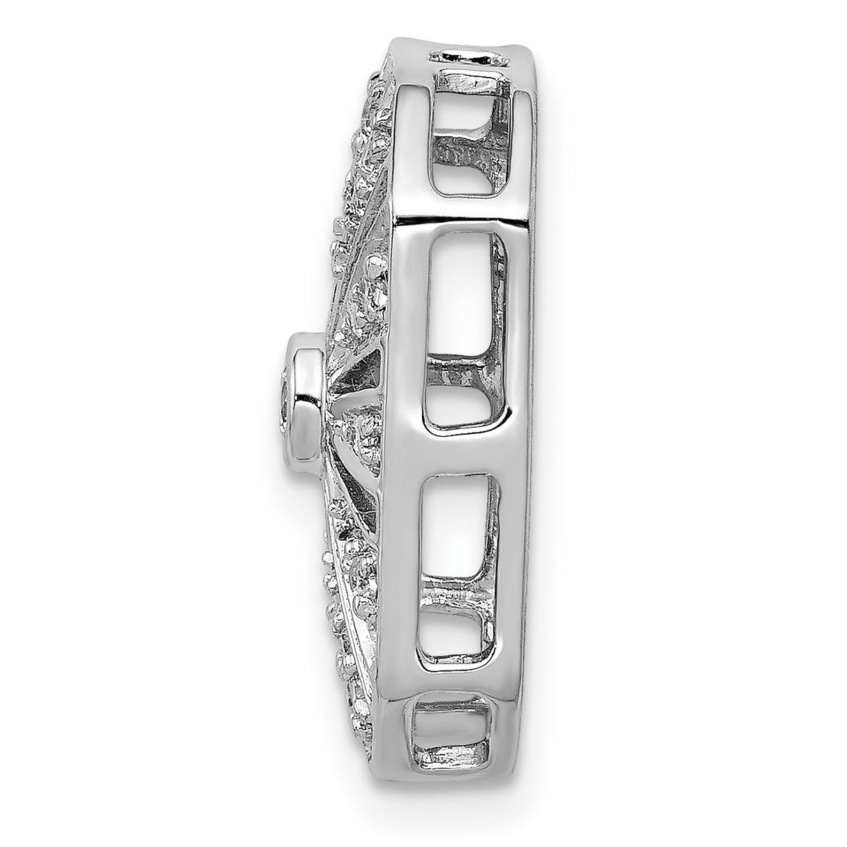 1/5ct Diamond Vintage Chain Slide Charm Pendant in Real 14k White Gold