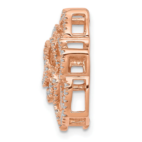 14k Rose Gold Pendant with Diamond Accent, Openwork Floral Rose Design