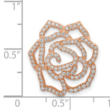 14k Rose Gold Pendant with Diamond Accent, Openwork Floral Rose Design