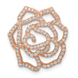 14k Rose Gold Pendant with Diamond Accent, Openwork Floral Rose Design