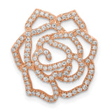 14k Rose Gold Pendant with Diamond Accent, Openwork Floral Rose Design