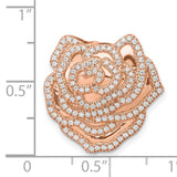 1/2ct Diamond Fancy Flower Chain Slide Charm Pendant in Real 14k Rose Gold