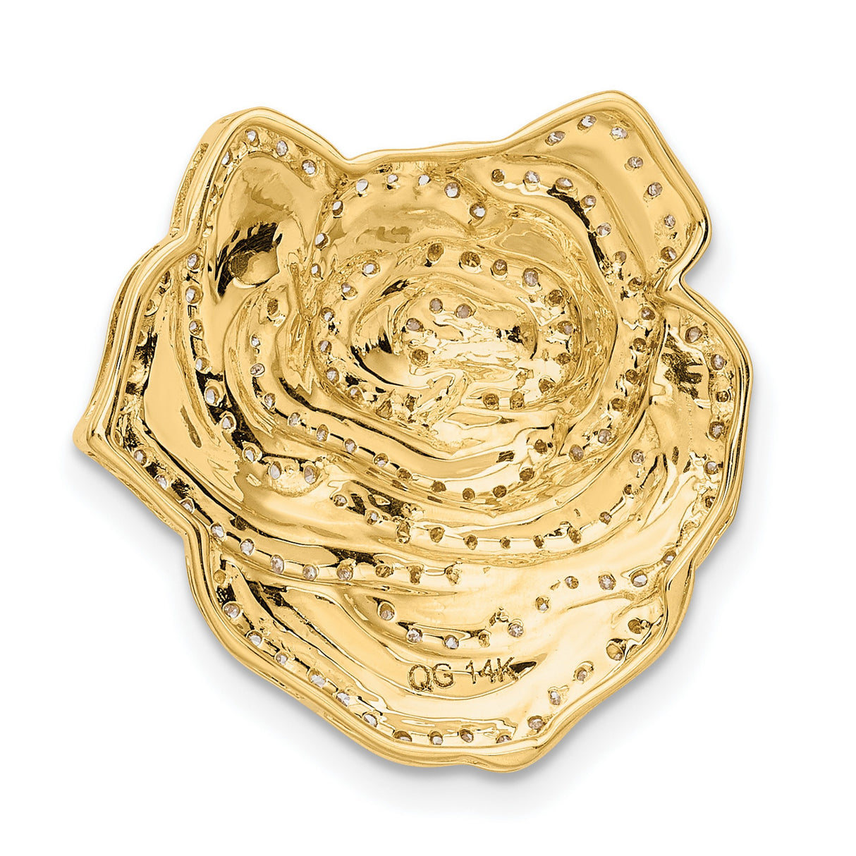 Diamond 1/2ct Fancy Flower Chain Slide Charm Pendant in Real 14k Yellow Gold
