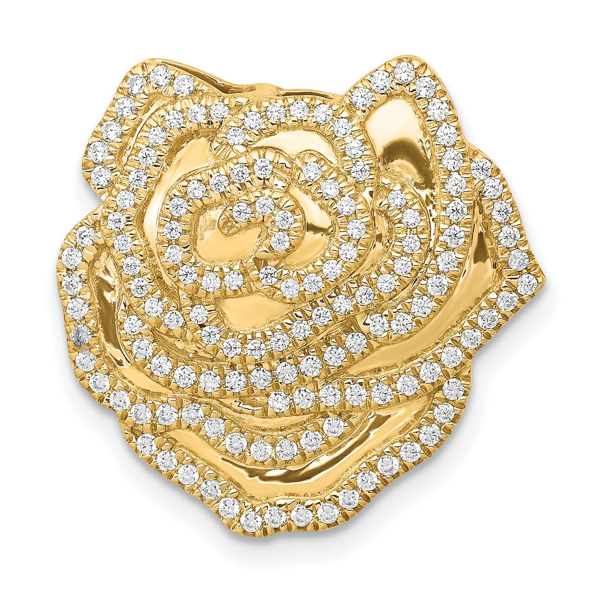 Diamond 1/2ct Fancy Flower Chain Slide Charm Pendant in Real 14k Yellow Gold
