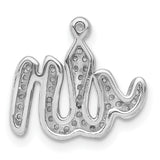 1/6ct Diamond Allah Charm Pendant in Real 14k White Gold