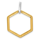 1/15ct Diamond Fancy Hexagon Charm Pendant in Real 14k Multi-Tone Gold