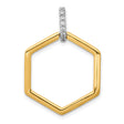 1/15ct Diamond Fancy Hexagon Charm Pendant in Real 14k Multi-Tone Gold