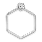 1/3ct Diamond Fancy Hexagon Chain Slide Charm Pendant in Real 14k White Gold