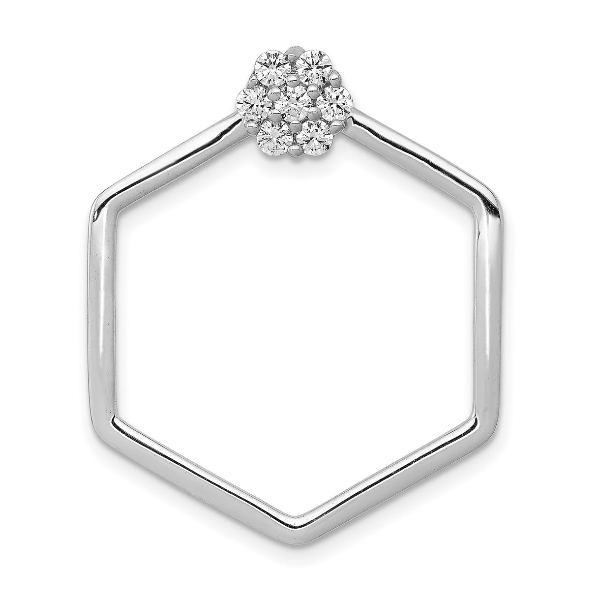 1/3ct Diamond Fancy Hexagon Chain Slide Charm Pendant in Real 14k White Gold