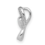 14k White Gold Pendant with Diamond Accents, Stylized Open Petal Flower Design for Women