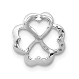 1/15ct Diamond Four Leaf Clover Chain Slide Charm Pendant in Real 14k White Gold