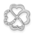 1/15ct Diamond Four Leaf Clover Chain Slide Charm Pendant in Real 14k White Gold