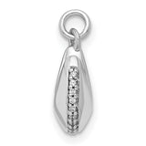 1/15ct Diamond Fortune Cookie Charm Pendant in Real 14k White Gold