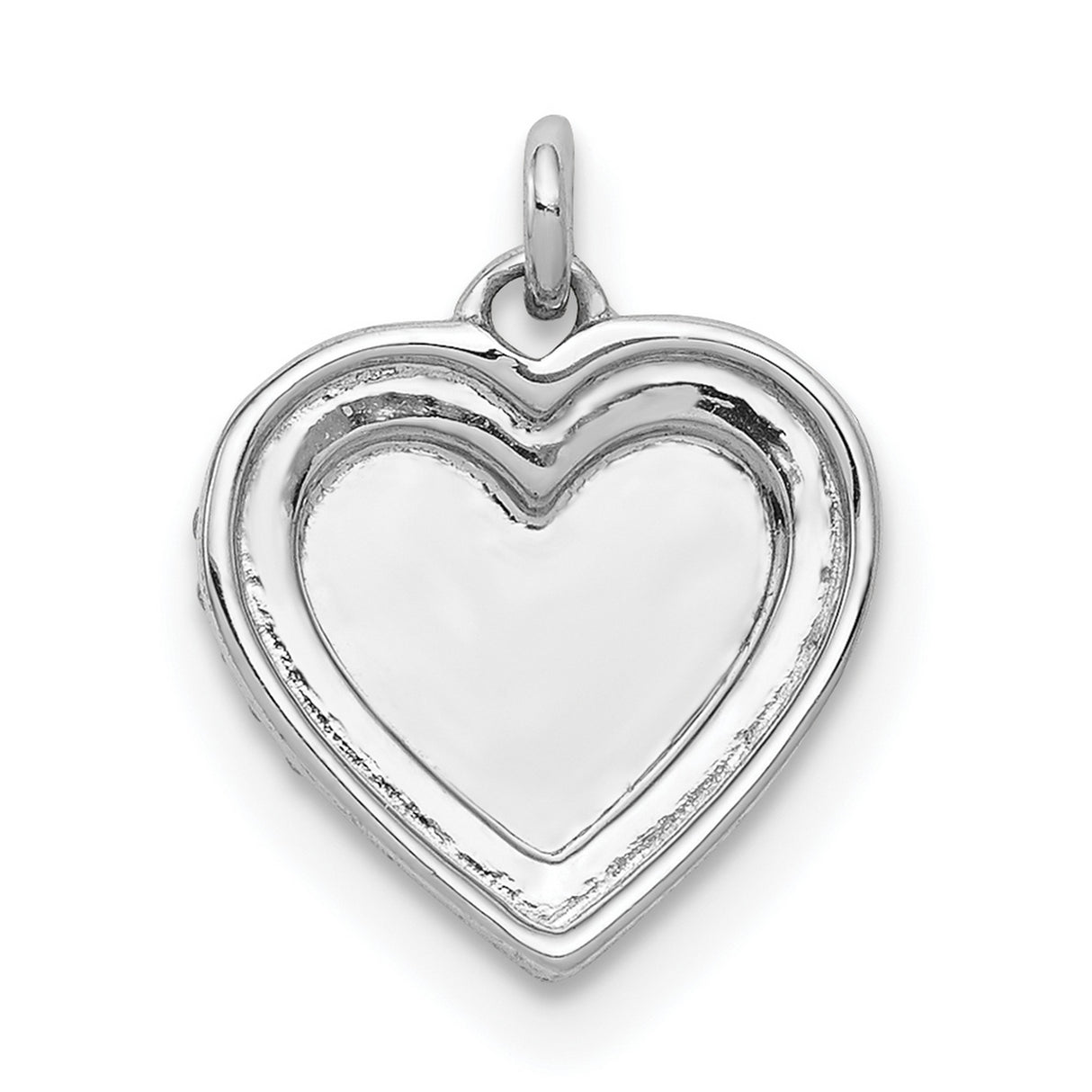 1/10ct Diamond Fancy Polished Heart Charm Pendant in Real 14k White Gold